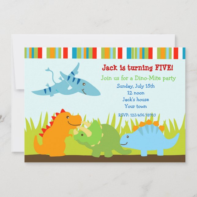 Invitaciones a la fiesta de cumpleaños de los dino (Anverso)