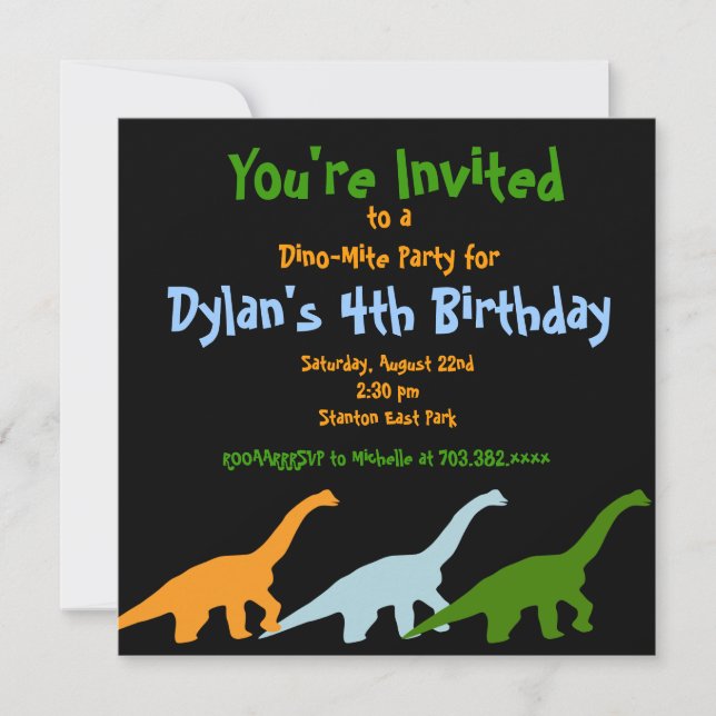 Invitaciones a la fiesta de cumpleaños de los dino (Anverso)