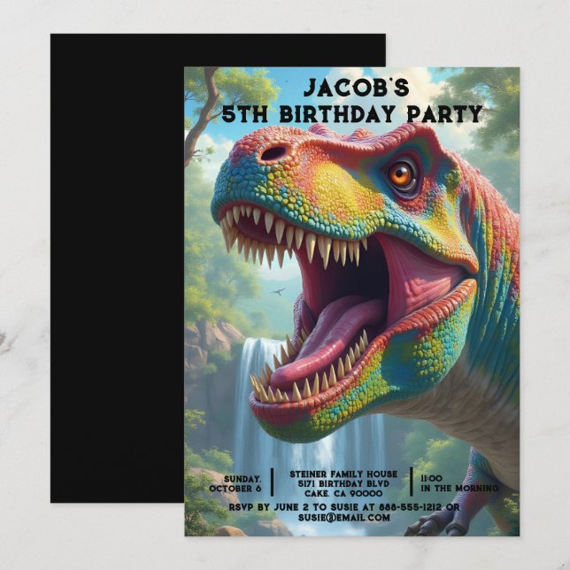 Invitaciones a la fiesta de cumpleaños de los dino (Anverso / Reverso)