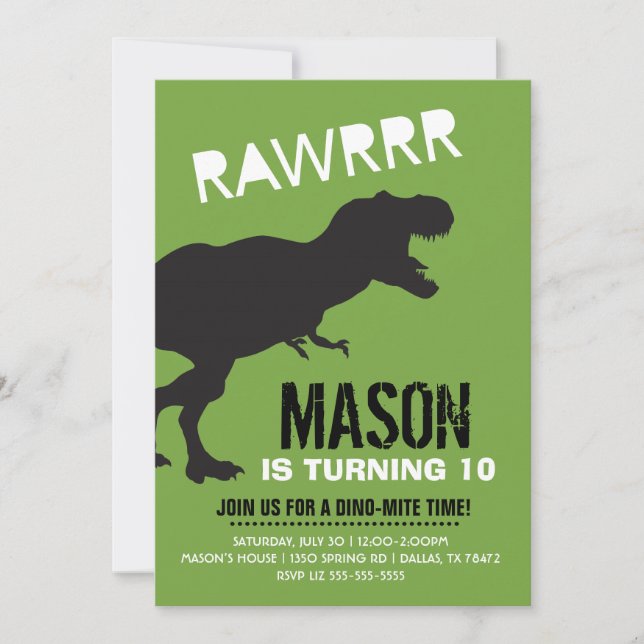 Invitaciones a la fiesta de cumpleaños de los dino (Anverso)