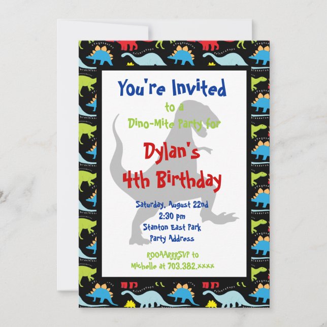 Invitaciones a la fiesta de cumpleaños de los dino (Anverso)