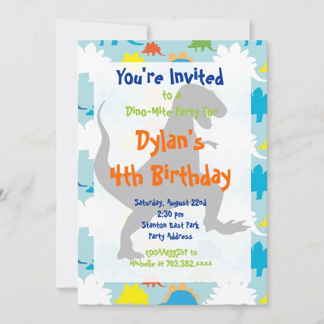 Invitaciones a la fiesta de cumpleaños de los dino (Anverso)