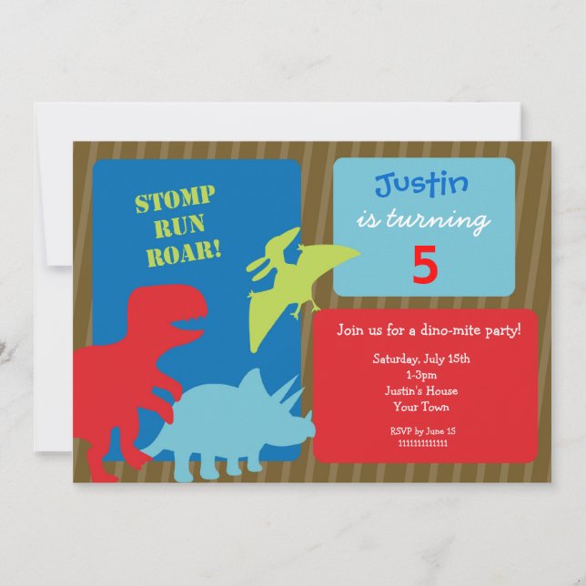 Invitaciones a la fiesta de cumpleaños de los dino (Anverso)