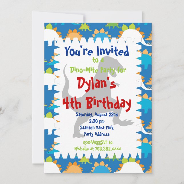 Invitaciones a la fiesta de cumpleaños de los dino (Anverso)