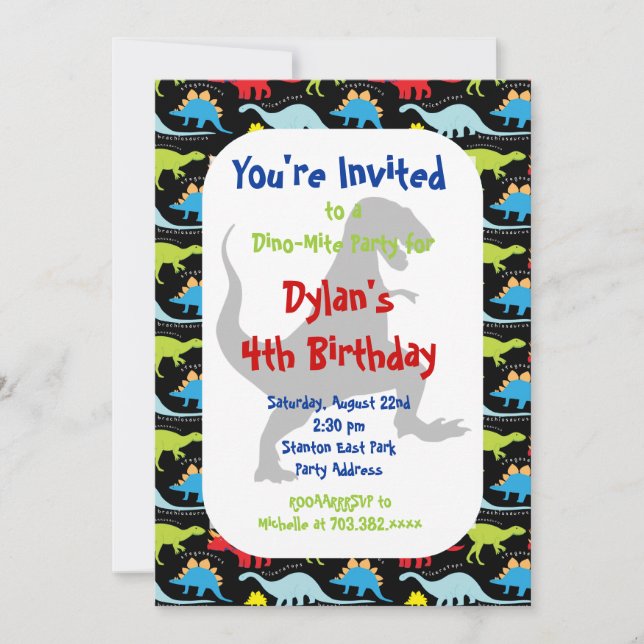 Invitaciones a la fiesta de cumpleaños de los dino (Anverso)