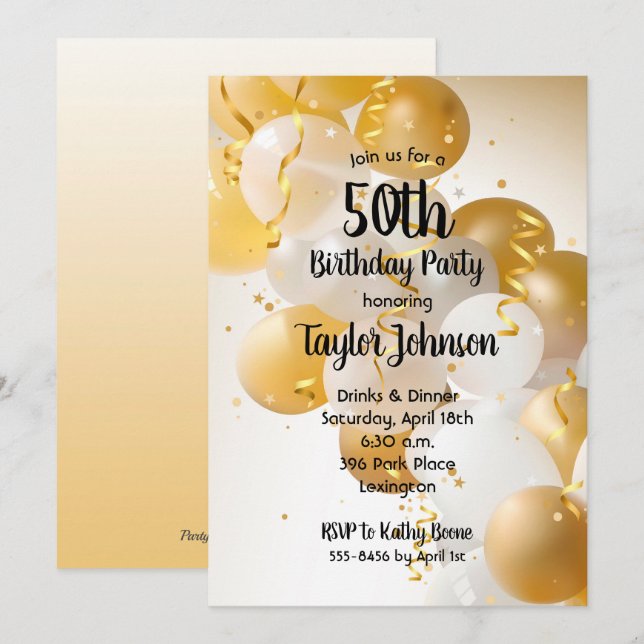 Invitaciones a la fiesta de cumpleaños de los Glob (Anverso / Reverso)