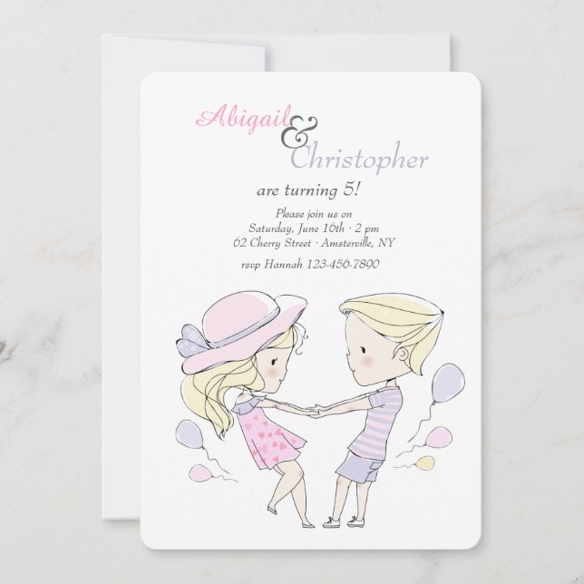 Invitaciones a la fiesta de cumpleaños de los herm (Anverso)