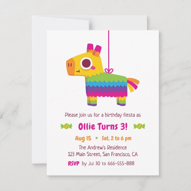 Invitaciones a la fiesta de cumpleaños de los niño (Anverso)
