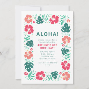 Invitaciones a la fiesta de cumpleaños de Luau en 