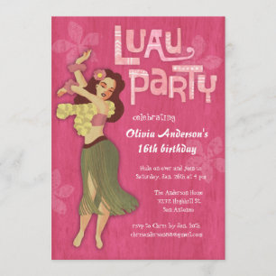 Invitaciones a la fiesta de cumpleaños de Luau Ros