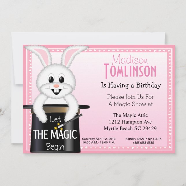 Invitaciones a la fiesta de cumpleaños de Magic Sh (Anverso)