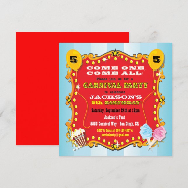 Invitaciones a la fiesta de cumpleaños de Marqués  (Anverso / Reverso)
