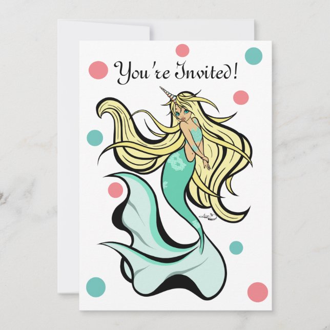 Invitaciones a la fiesta de cumpleaños de Mermicor (Anverso)