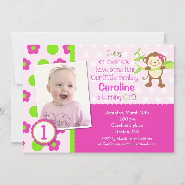 Invitaciones a la fiesta de cumpleaños de Mono (Anverso)