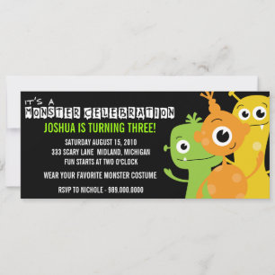 Invitaciones a la fiesta de cumpleaños de Monster 
