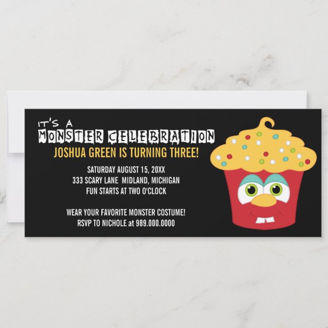 Invitaciones a la fiesta de cumpleaños de Monster  (Anverso)