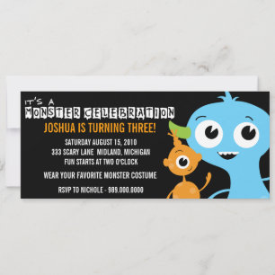 Invitaciones a la fiesta de cumpleaños de Monster 