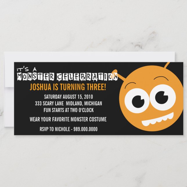 Invitaciones a la fiesta de cumpleaños de Monster  (Anverso)