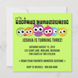 Invitaciones a la fiesta de cumpleaños de Monster