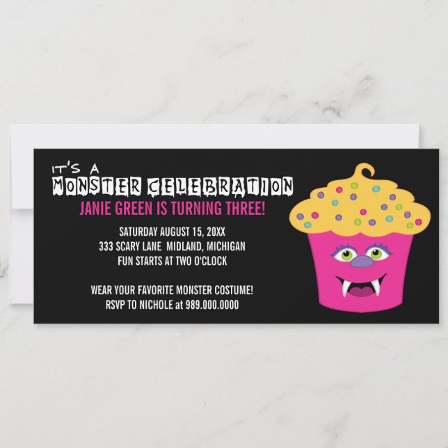 Invitaciones a la fiesta de cumpleaños de Monster  (Anverso)
