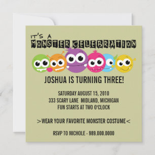 Invitaciones a la fiesta de cumpleaños de Monster 