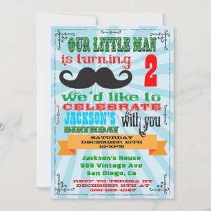 Invitaciones a la fiesta de cumpleaños de Mustache