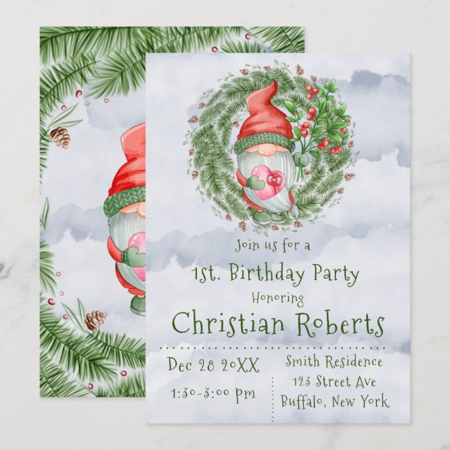Invitaciones a la fiesta de cumpleaños de Navidade (Anverso / Reverso)