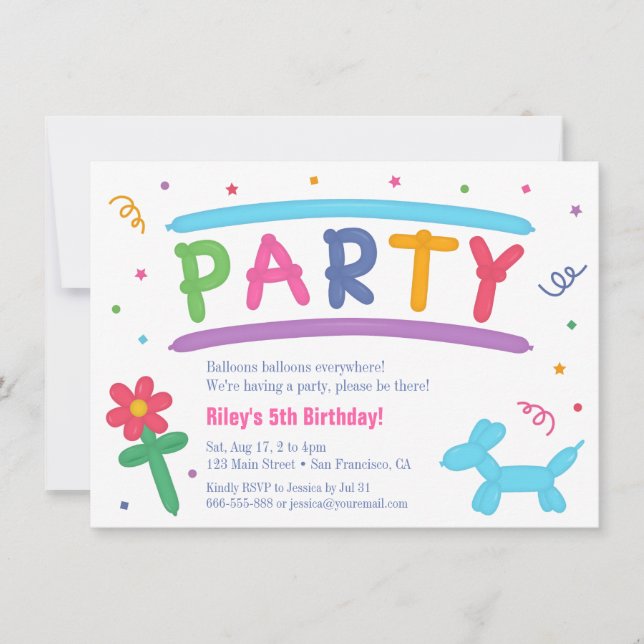 Invitaciones a la fiesta de cumpleaños de niños co (Anverso)