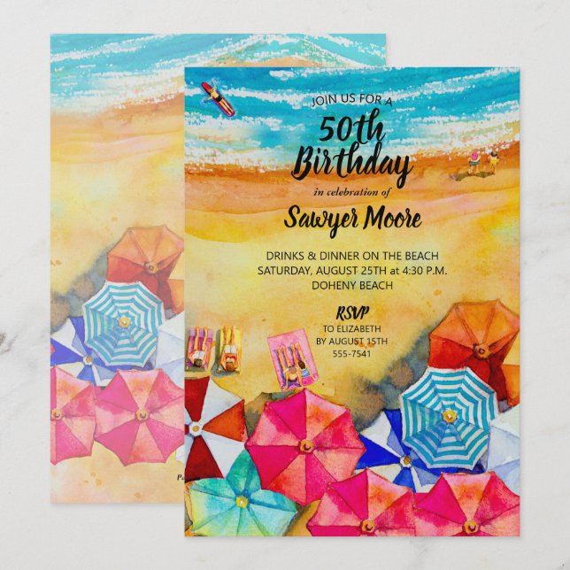 Invitaciones a la fiesta de cumpleaños de Ocean Be (Anverso / Reverso)