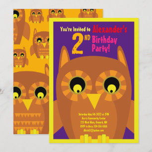 Invitaciones a la fiesta de cumpleaños de Owl Anim