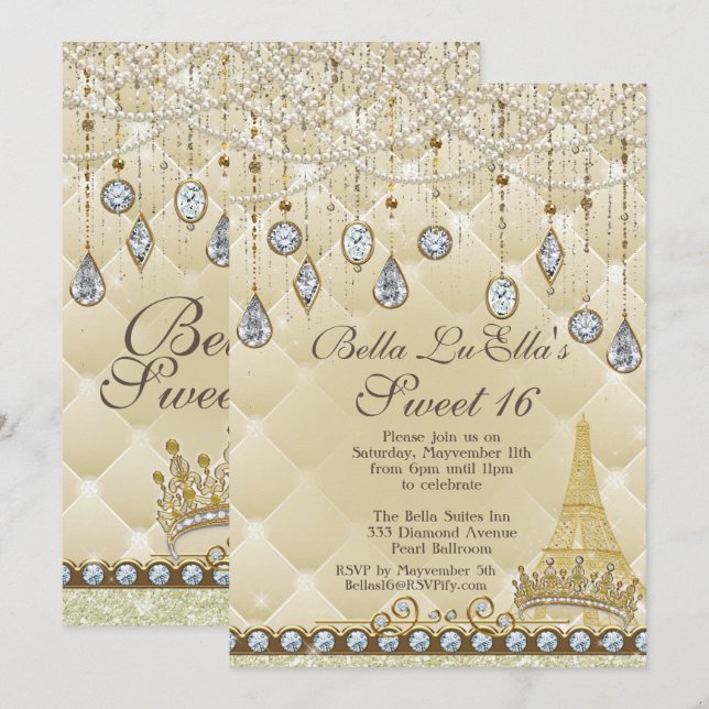 Invitaciones a la fiesta de cumpleaños de ParisDia (Anverso / Reverso)