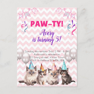 Invitaciones a la fiesta de cumpleaños de Paw-ty K