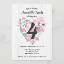 Invitaciones a la fiesta de cumpleaños de Pink Flo