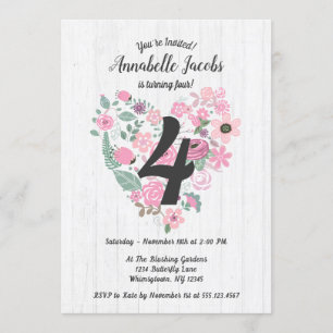 Invitaciones a la fiesta de cumpleaños de Pink Flo