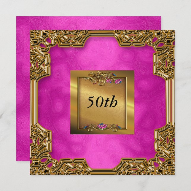 Invitaciones a la fiesta de cumpleaños de Pink Hot (Anverso / Reverso)