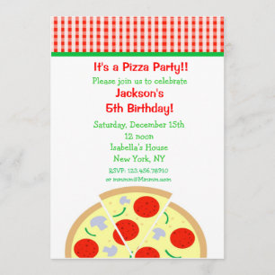 Invitaciones a la fiesta de cumpleaños de Pizza