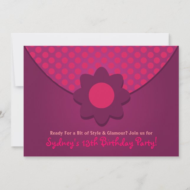 Invitaciones a la fiesta de cumpleaños de Polka Do (Anverso)