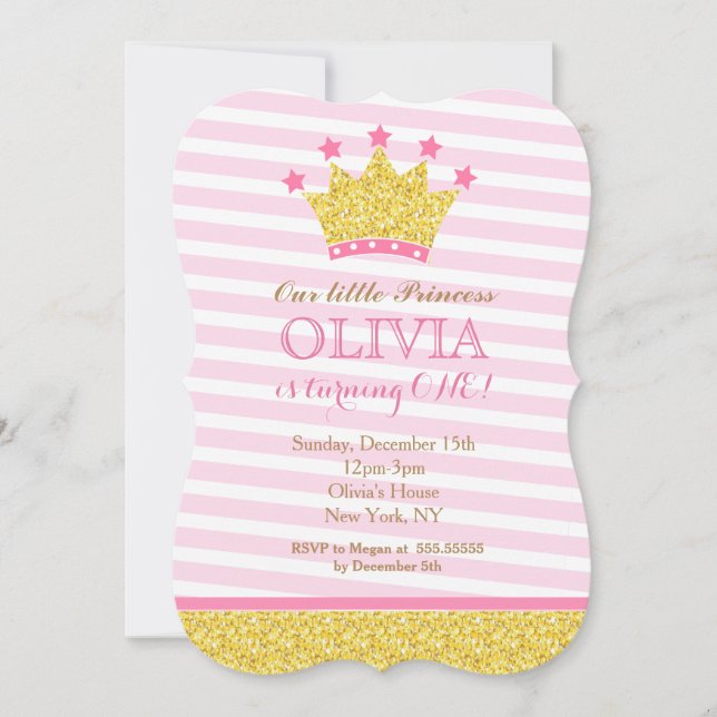 Invitaciones a la fiesta de cumpleaños de Princesa (Anverso)