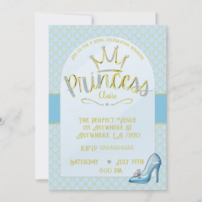 Invitaciones a la fiesta de cumpleaños de Princess (Anverso)