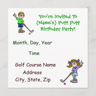 Invitaciones a la fiesta de cumpleaños de Putt Put
