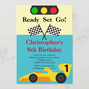 Invitaciones a la fiesta de cumpleaños de Race Car