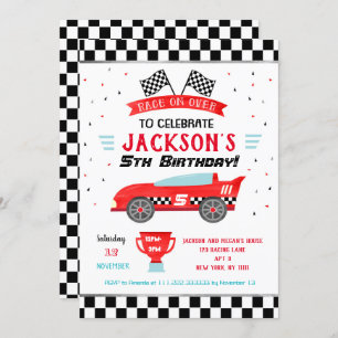 Invitaciones a la fiesta de cumpleaños de Race Car