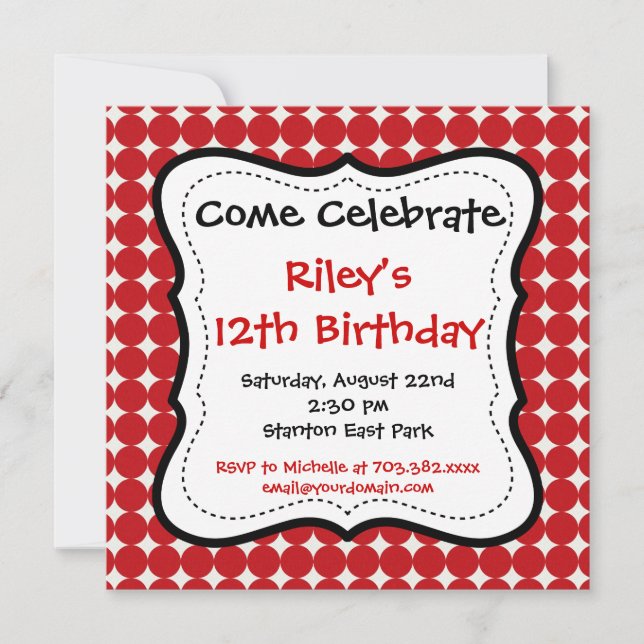 Invitaciones a la fiesta de cumpleaños de Red Blac (Anverso)