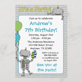 Invitaciones a la fiesta de cumpleaños de Robot