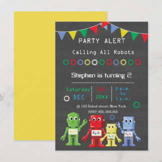 Invitaciones a la fiesta de cumpleaños de Robots