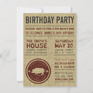 Invitaciones a la fiesta de cumpleaños de Rustic B