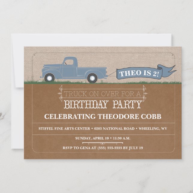 Invitaciones a la fiesta de cumpleaños de Rustic T (Anverso)