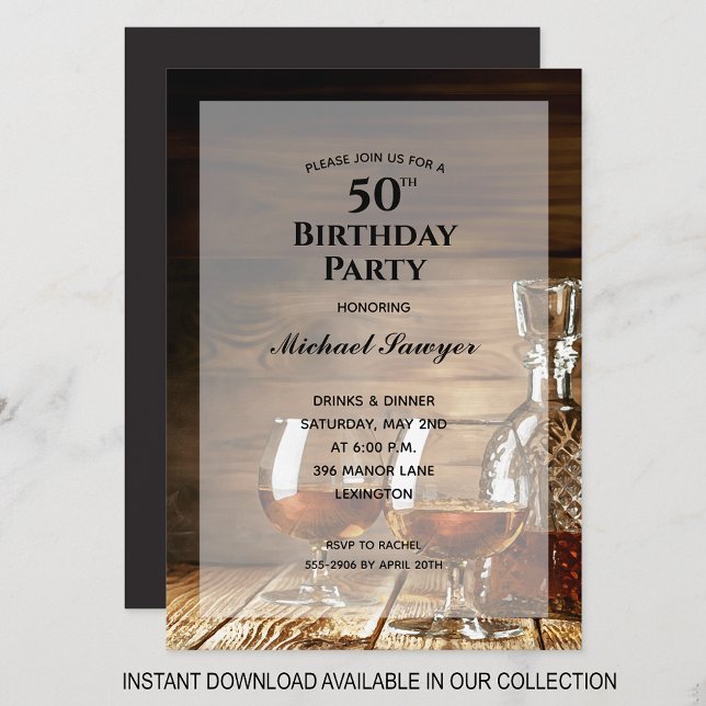 Invitaciones a la Fiesta de Cumpleaños de Rustic W (INSTANT DOWNLOAD available in our collection to send your invitations digitally.)