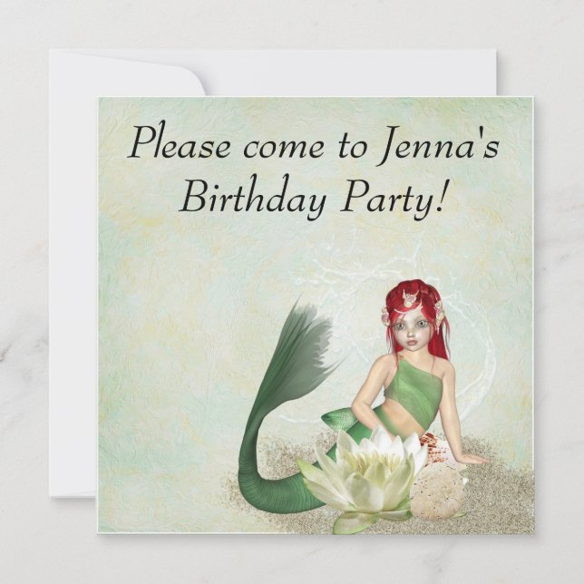 Invitaciones a la fiesta de cumpleaños de Sirena (Anverso)