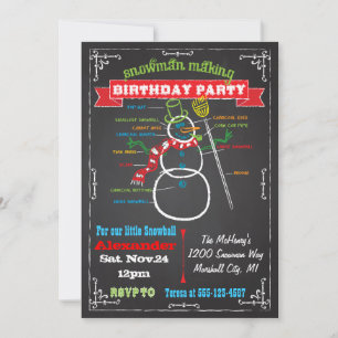 Invitaciones a la fiesta de cumpleaños de Snowman